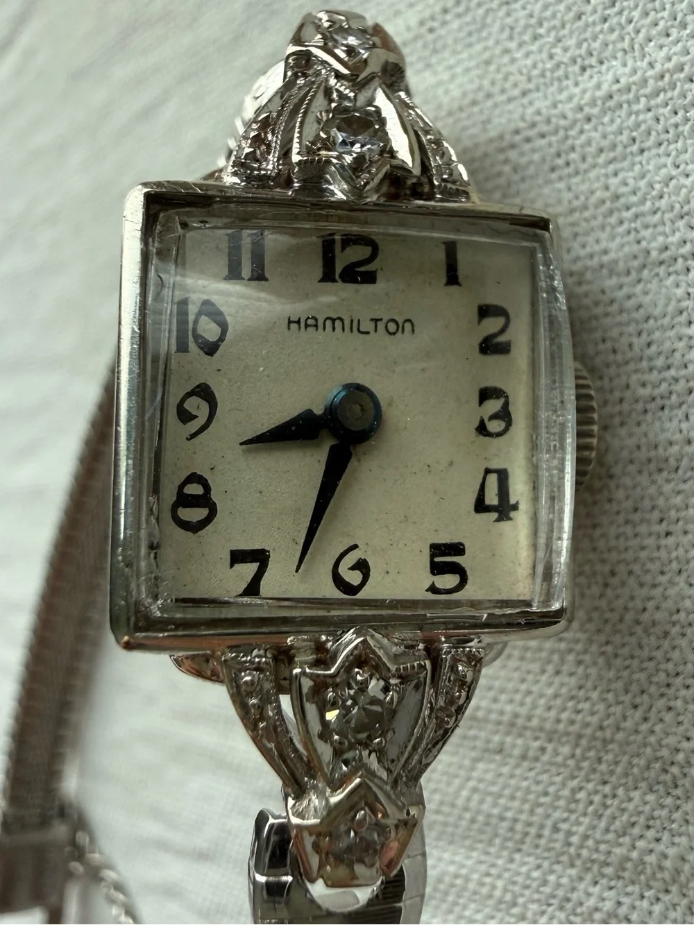 Antique 1948 Hamilton 14k Gold Diamond Bezel SERVICED Cal 911 Mechanical Watch